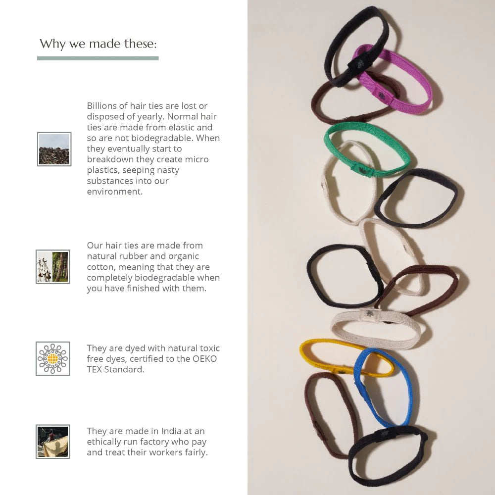 Plastic Free Hair Ties - Multi 6pk
