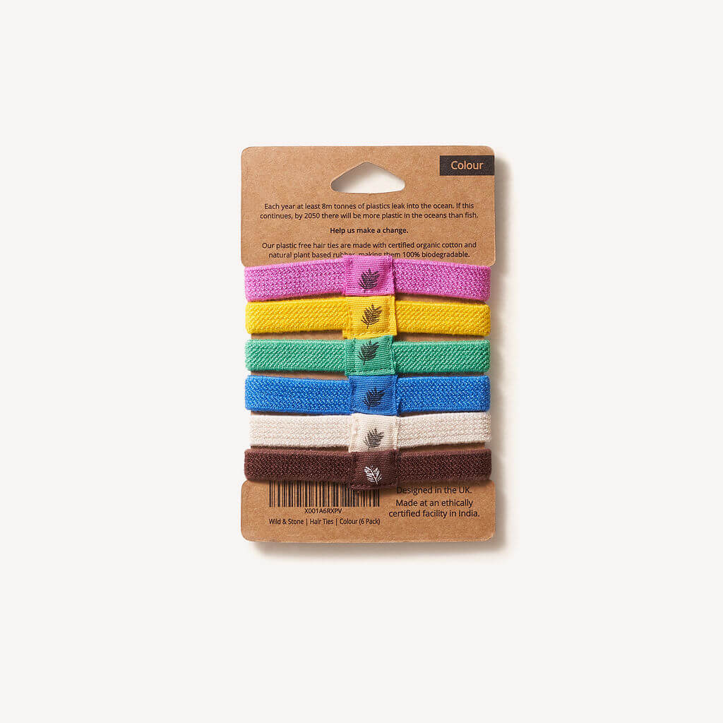 Plastic Free Hair Ties - Multi 6pk