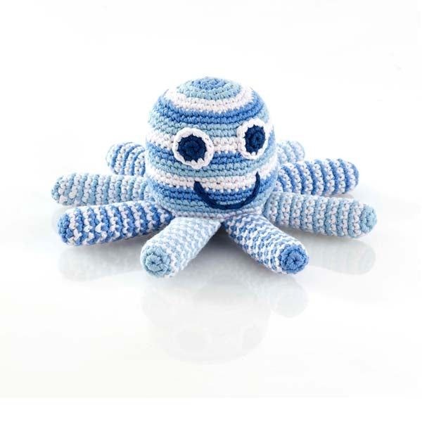 Pebble Octopus Rattle Blue Stripe