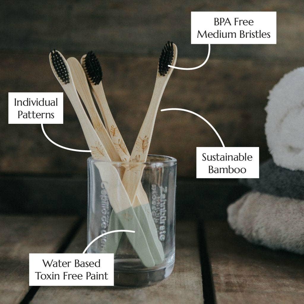 Wild & Stone Adult Bamboo Toothbrush 4 Pack - Medium