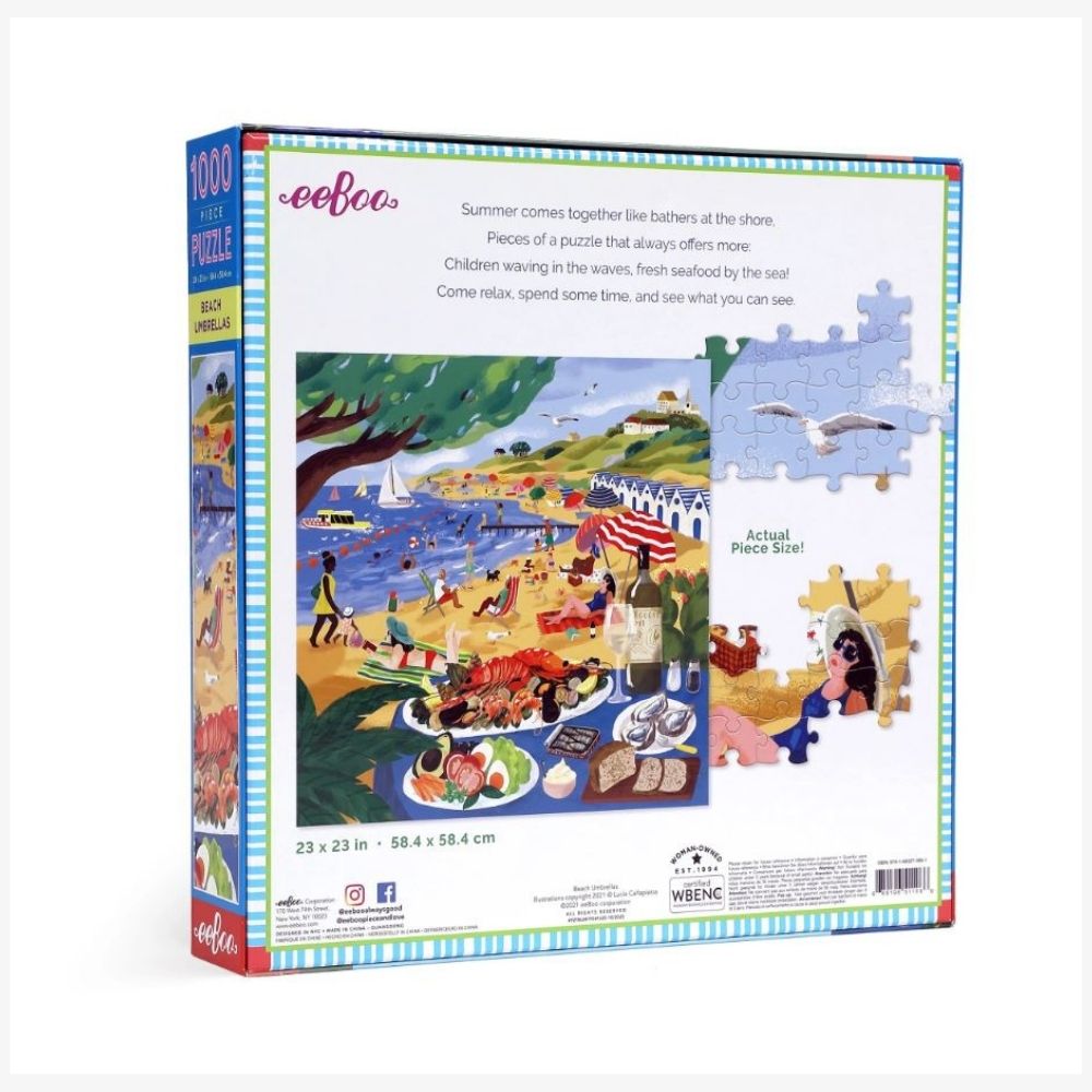 eeBoo 1,000 Piece Jigsaw Puzzle - Beach Umbrellas