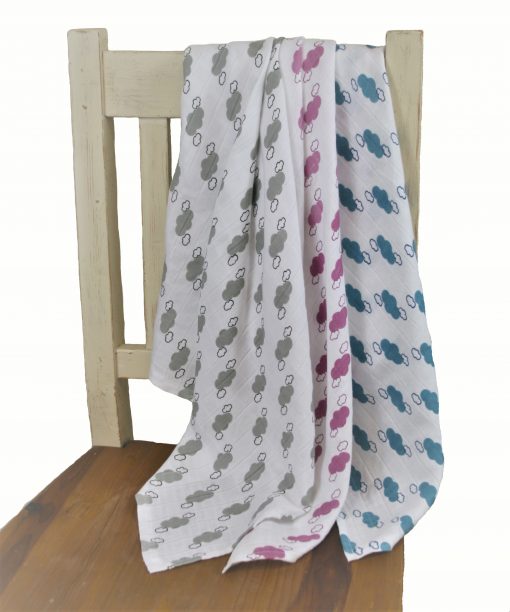 Muslinz Bamboo and Organic Cotton Muslin Swaddles 2pk - Grey Cloud