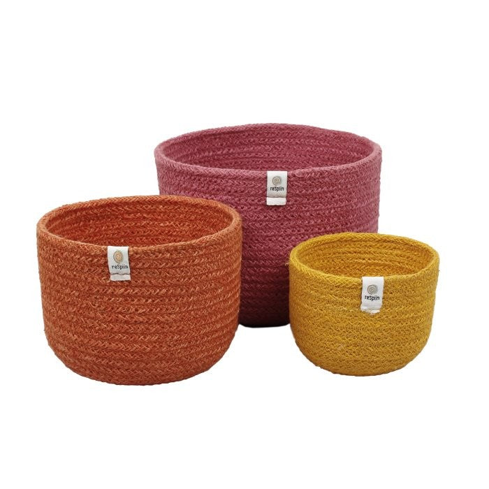 ReSpiin Tall Jute Basket Set - Fire