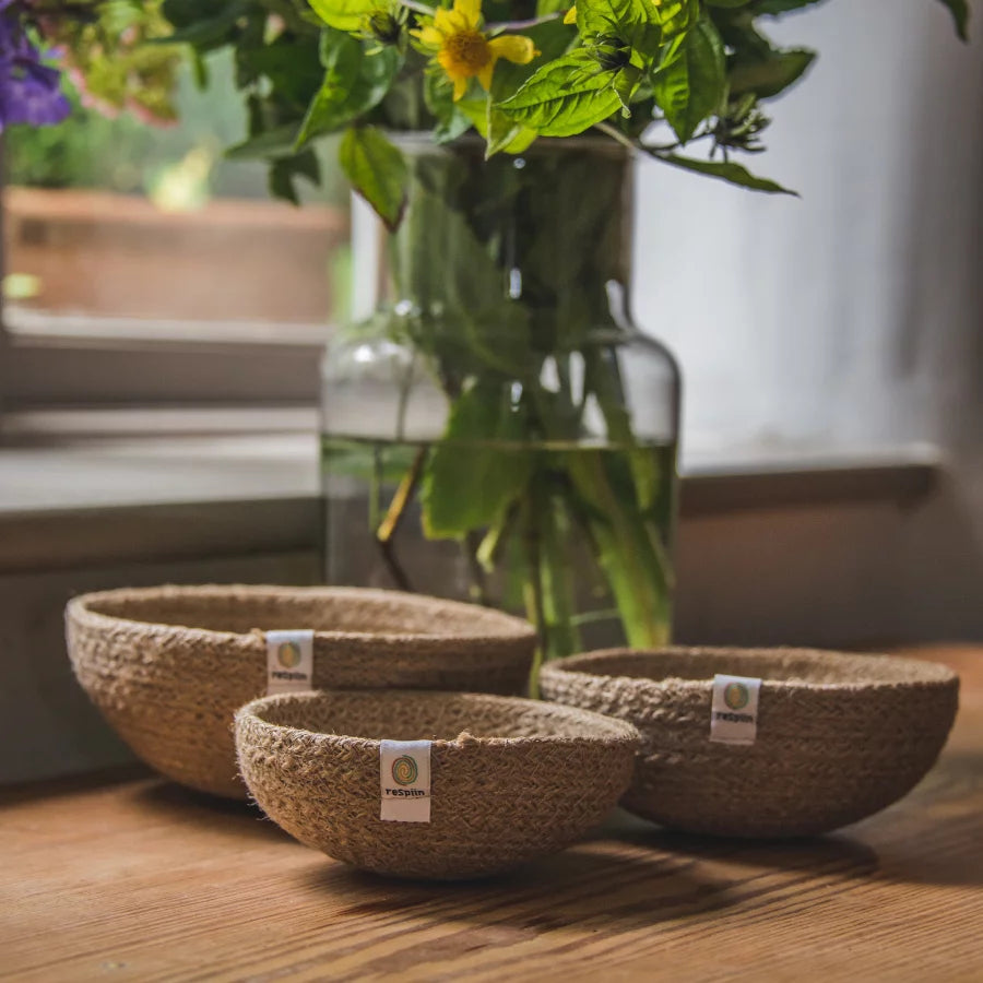 ReSpiin Jute Mini Bowl Set - Natural