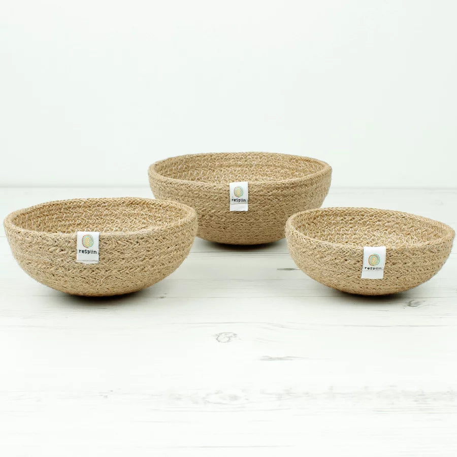 ReSpiin Jute Mini Bowl Set - Natural