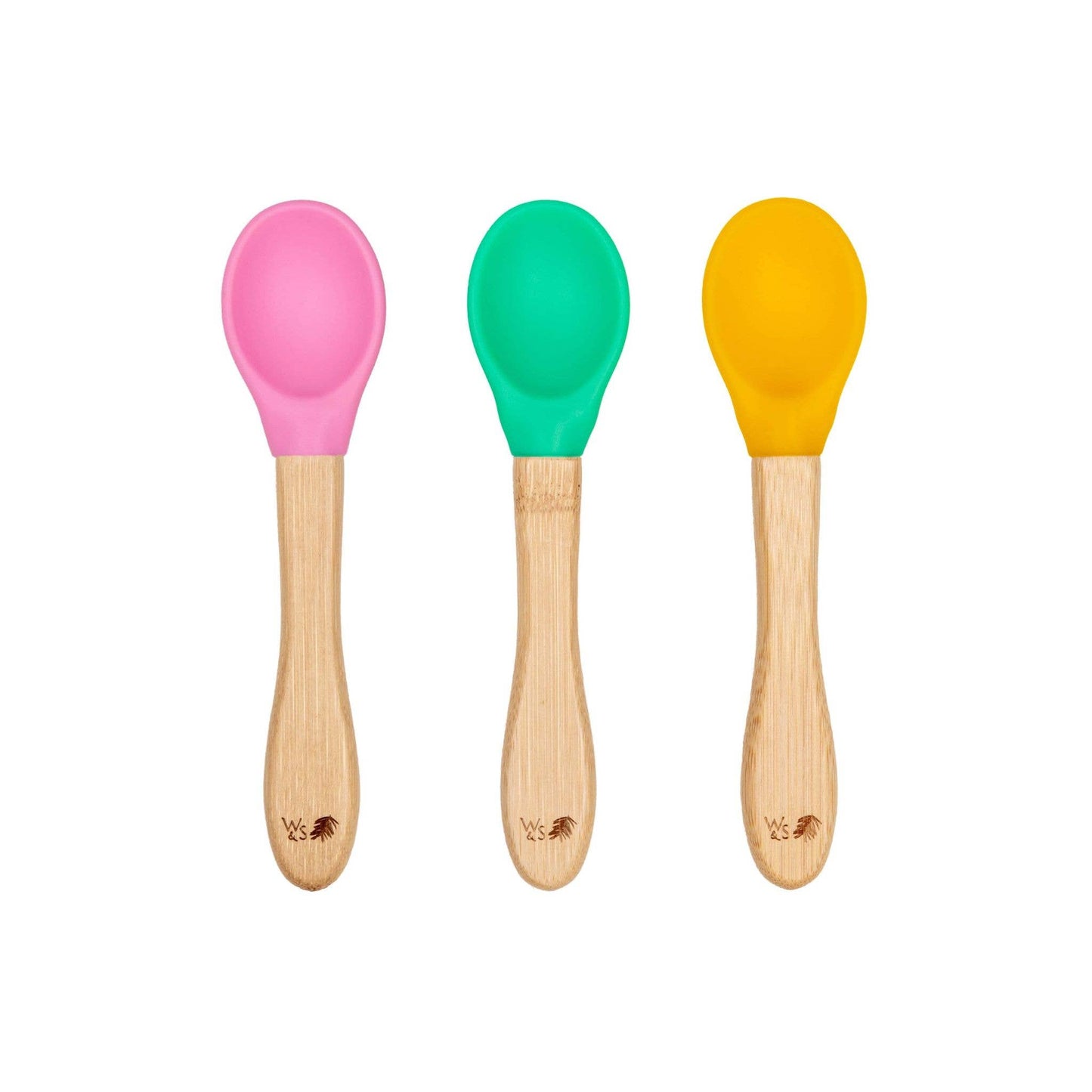 Wild & Stone Baby Bamboo Weaning Spoons 3 Pack - Various Colours