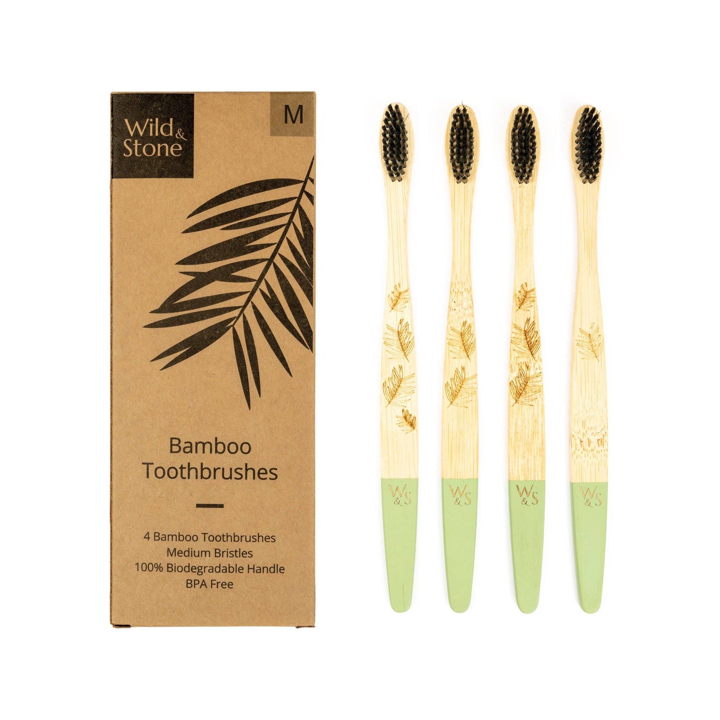 Wild & Stone Adult Bamboo Toothbrush 4 Pack - Medium