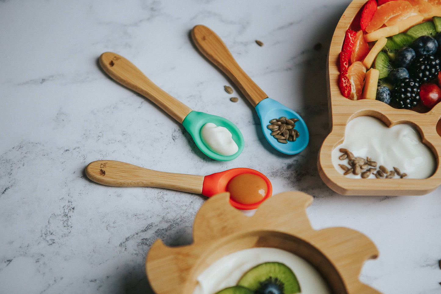 Wild & Stone Baby Bamboo Weaning Spoons 3 Pack - Various Colours