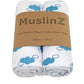 Muslinz Bamboo and Organic Cotton Muslin Swaddles 2pk - Blue Cloud
