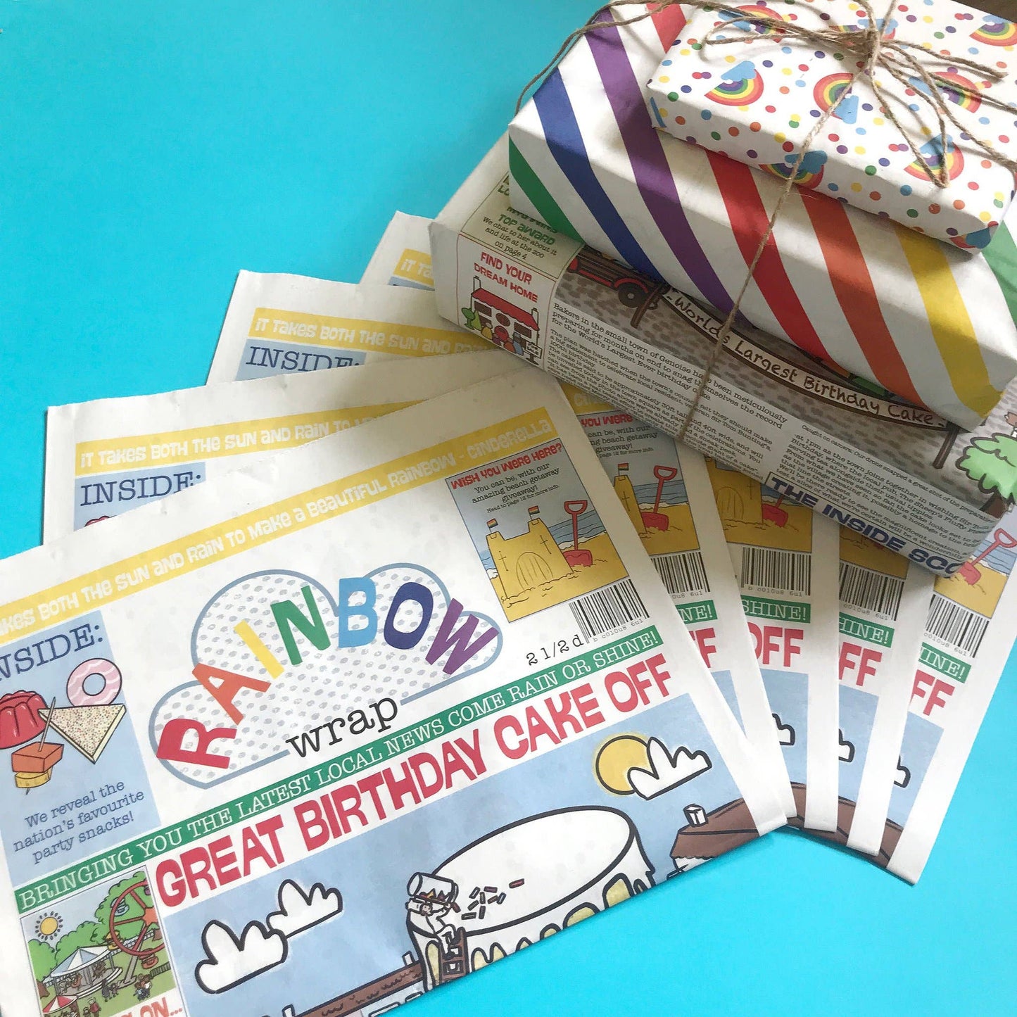 Read Wrap Recycle Rainbow Gift Wrap