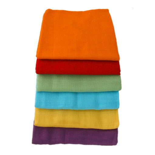 Bright Bots 6 Pack Muslin Squares - Rainbow