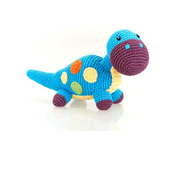 Pebble Organic Dinosaur Rattle Dippi Blue