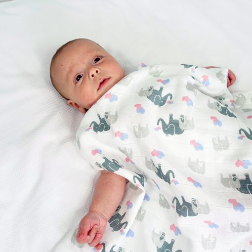 MuslinZ Organic Cotton and Bamboo Swaddle - Elephant