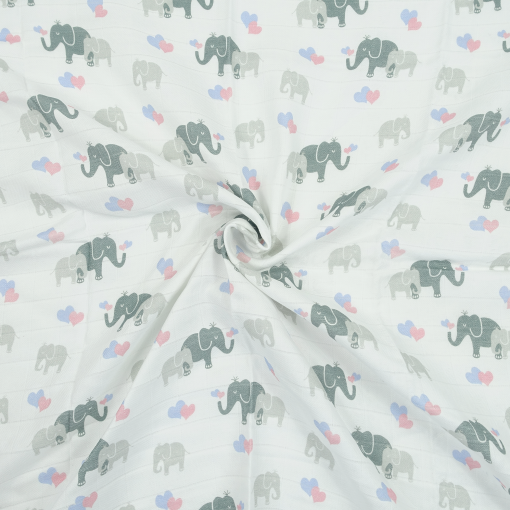 MuslinZ Organic Cotton and Bamboo Muslin Squares 3pk - Elephant