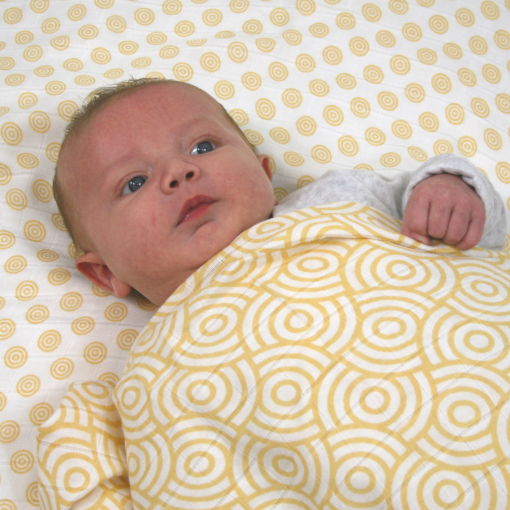 MuslinZ Organic Cotton and Bamboo Muslin Squares 3pk - Gold Print