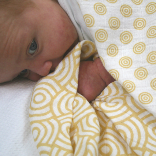 Muslinz Bamboo and Organic Cotton Muslin Swaddles 2pk - Gold Print