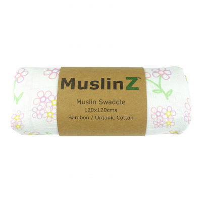 MuslinZ Organic Cotton and Bamboo Swaddle - Flowers