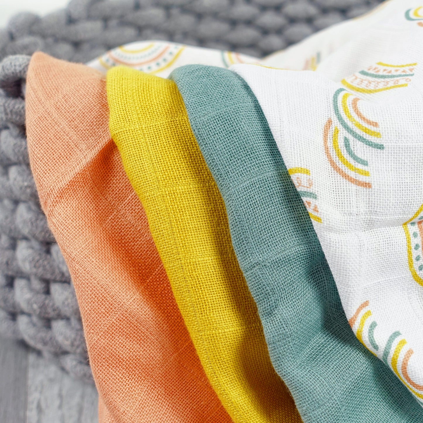 MuslinZ Cotton Muslin Squares 6pk - Scandi Rainbow