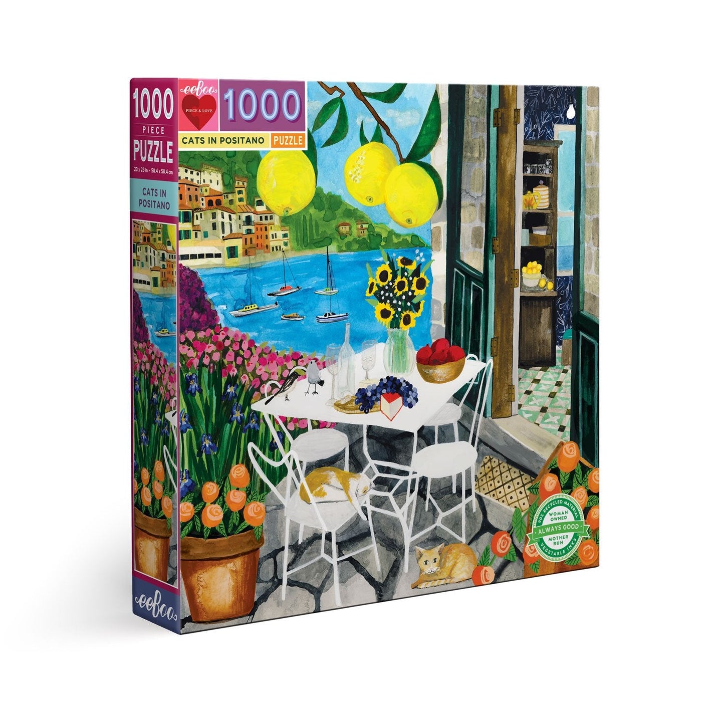 eeBoo 1,000 Piece Jigsaw Puzzle - Cats In Positano