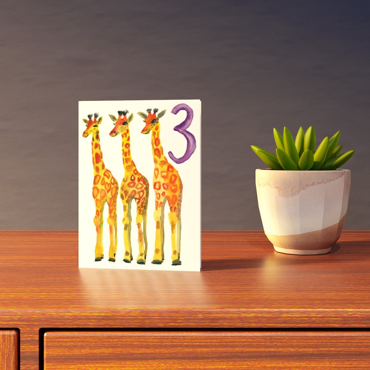 Giraffes 3rd Birthday Card