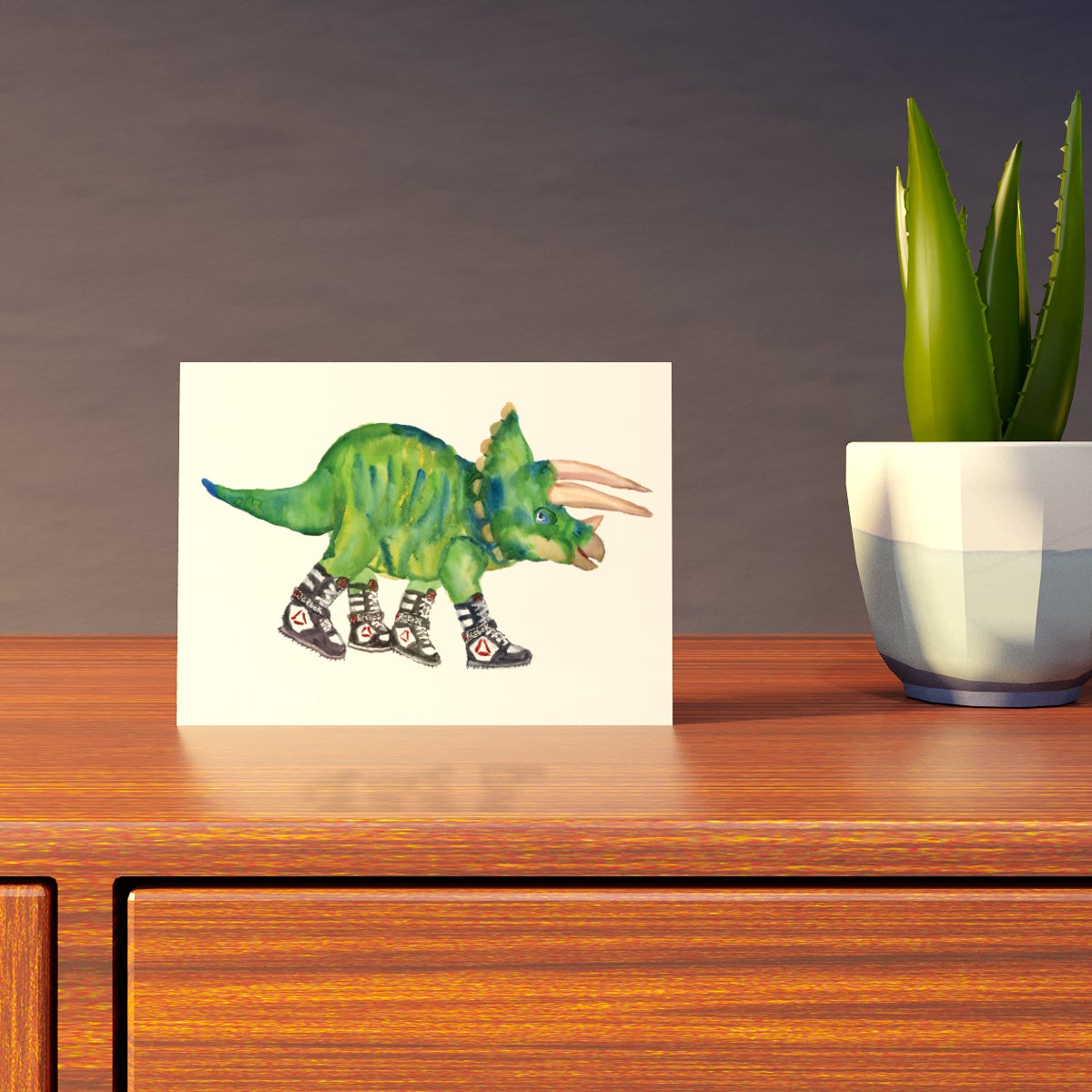 Triceratops in High Tops Greetings Card