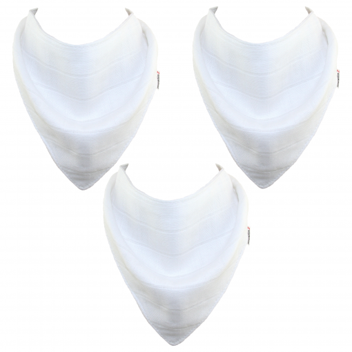 Muslinz 100% Cotton Dribble Bibs 3pk - White