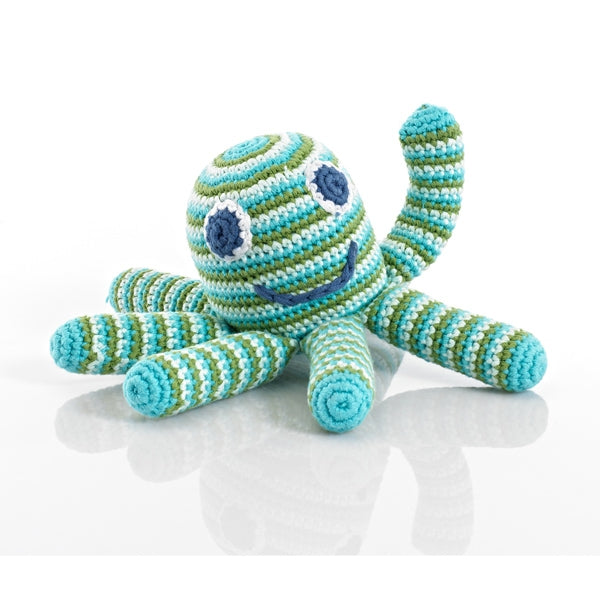 Pebble Octopus Rattle Green Stripe