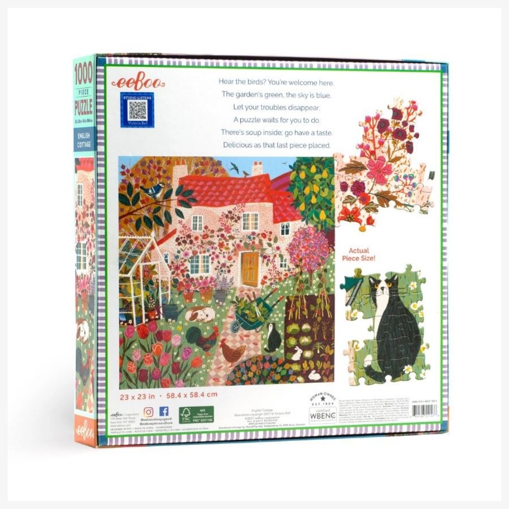 eeBoo 1,000 Piece Jigsaw Puzzle - English Cottage Garden