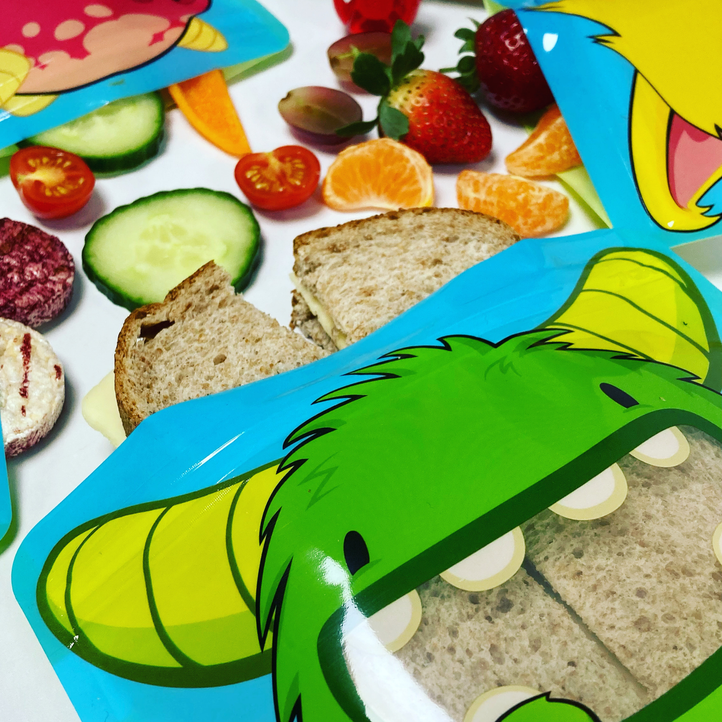 Nom Nom Kids Reusable Monster Large Sandwich Bags 4pk