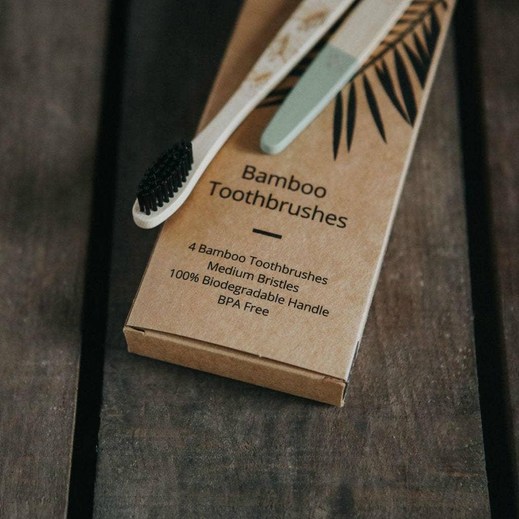 Wild & Stone Adult Bamboo Toothbrush 4 Pack - Medium