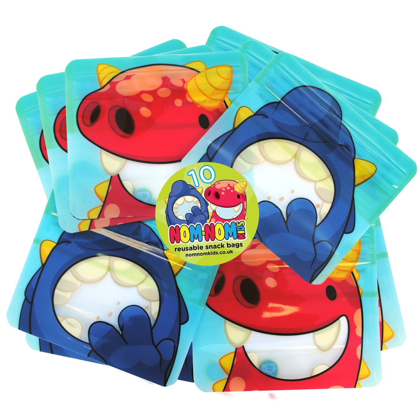 Nom Nom Kids - 10 Reusable snack bags