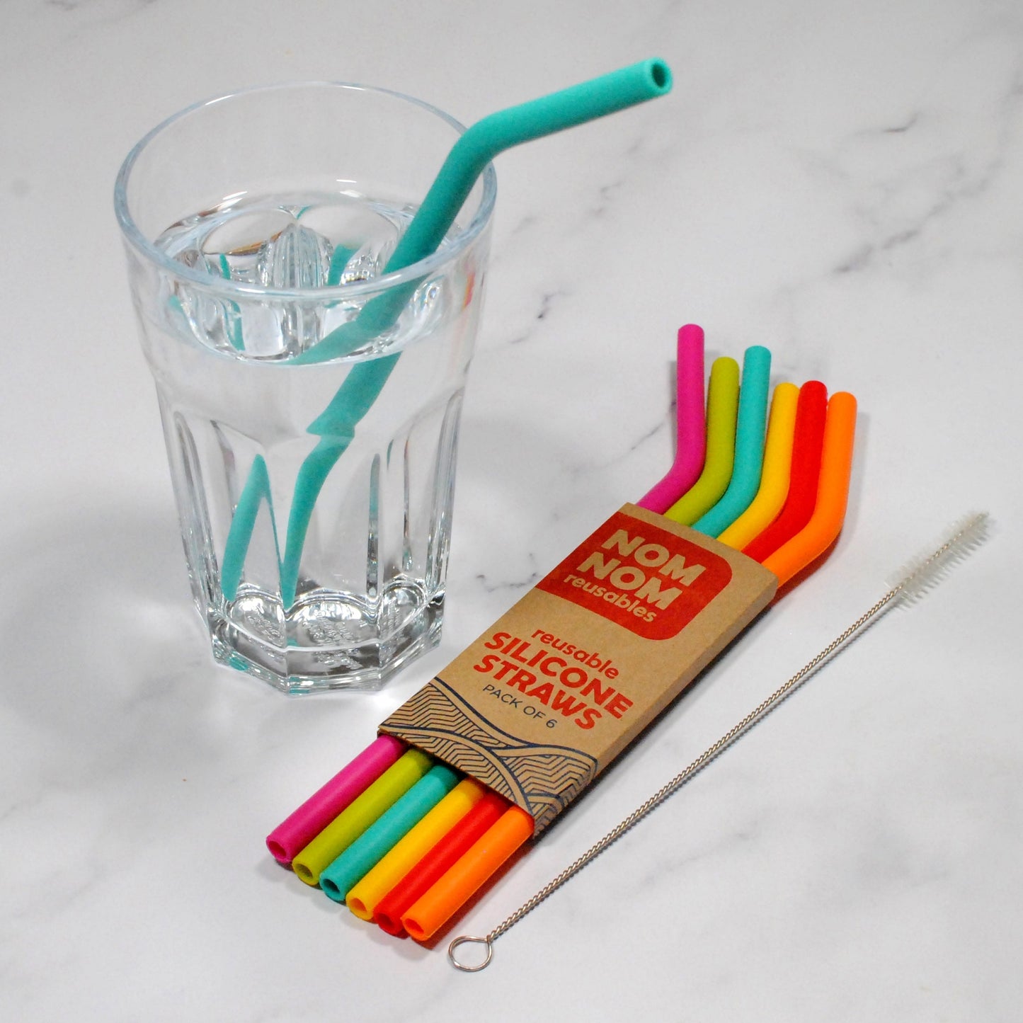 Nom Nom Reusable Silicone Straws 6pk