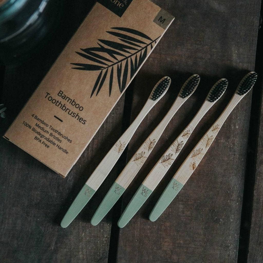 Wild & Stone Adult Bamboo Toothbrush 4 Pack - Medium