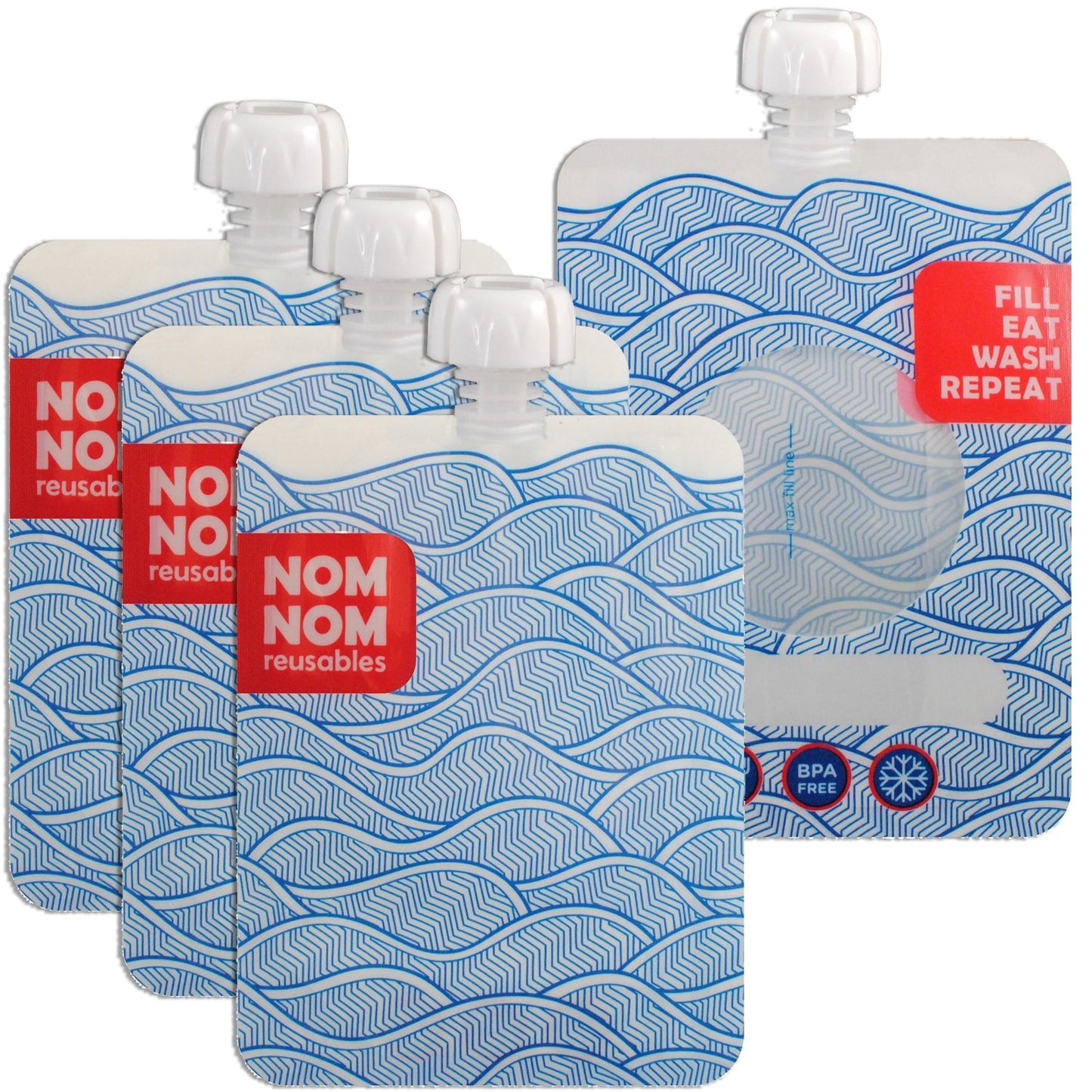 Nom Nom Reusables Yogurt & Smoothie Pouches 4pk