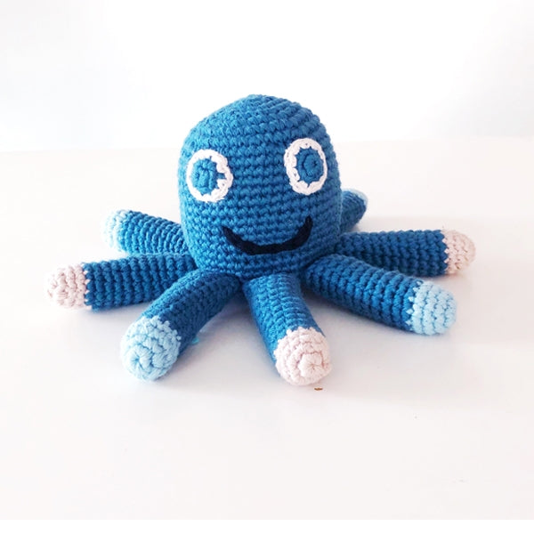 Pebble Octopus Rattle Blue Organic