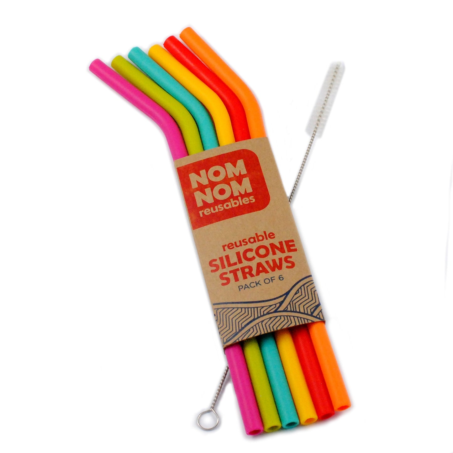 Nom Nom Reusable Silicone Straws 6pk