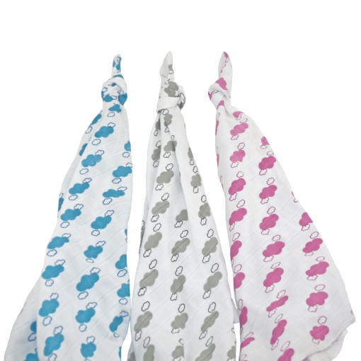 Muslinz Bamboo and Organic Cotton Muslin Swaddles 2pk - Grey Cloud