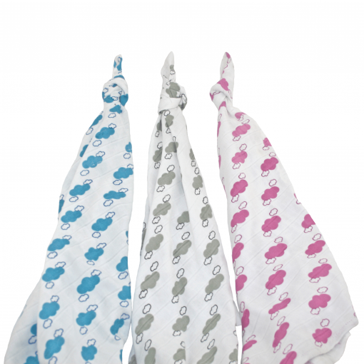 Muslinz Bamboo and Organic Cotton Muslin Swaddles 2pk - Blue Cloud
