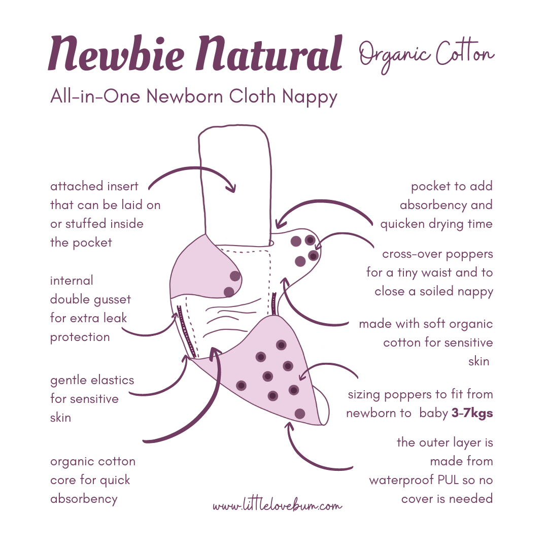 Little Lovebum Newbie Natural All In One Nappy