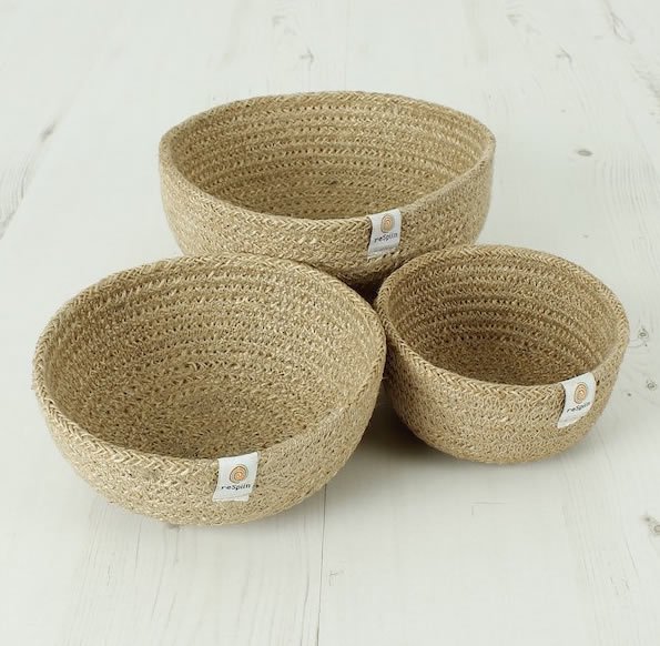 ReSpiin Jute Mini Bowl Set - Natural