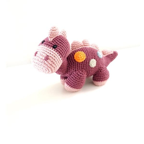 Pebble Organic Dinosaur Rattle Steggi Soft Purple