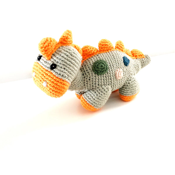 Pebble Organic Dinosaur Rattle Steggi Teal