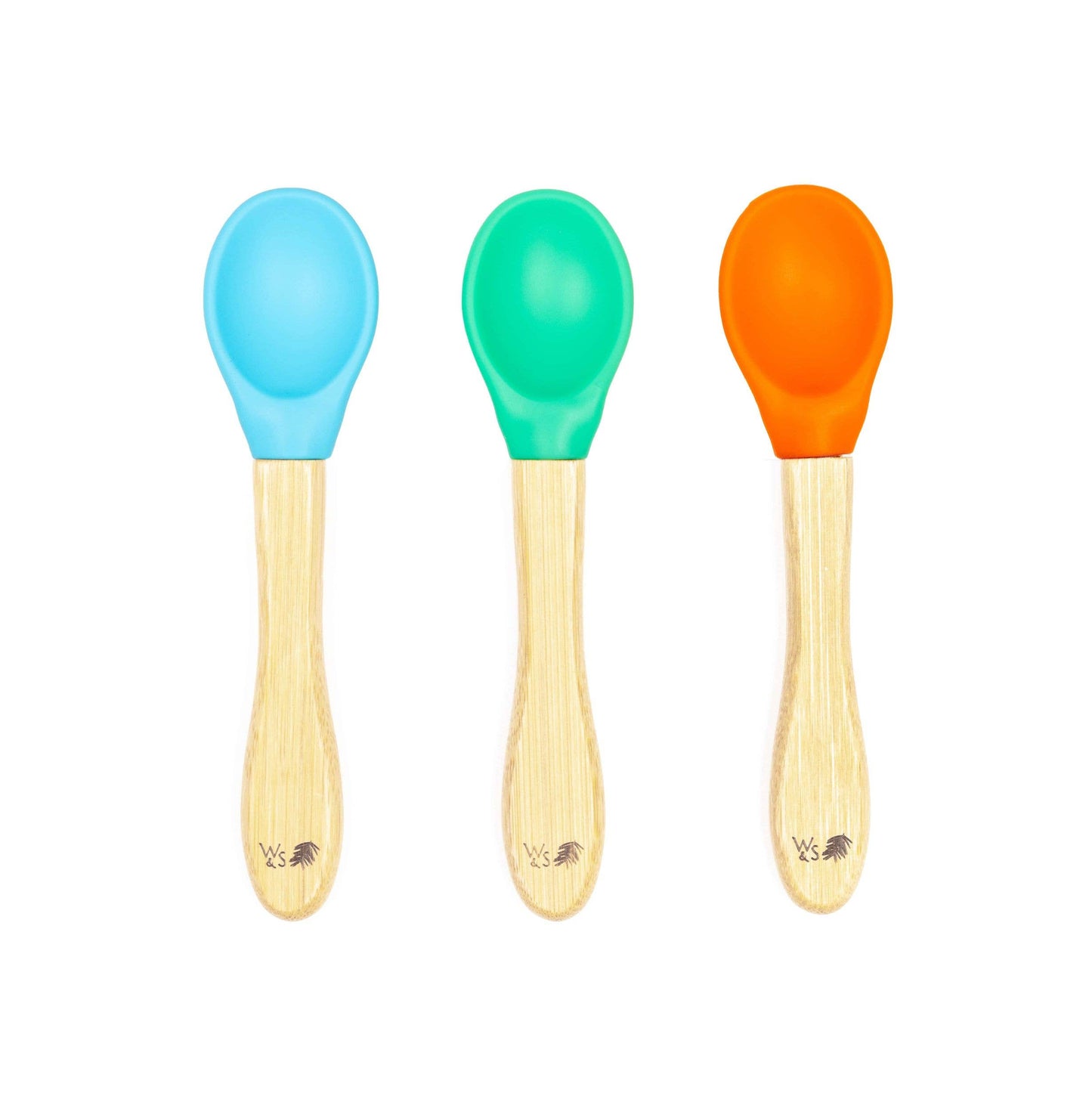 Wild & Stone Baby Bamboo Weaning Spoons 3 Pack - Various Colours