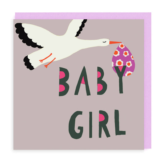 Stork Baby Girl Card