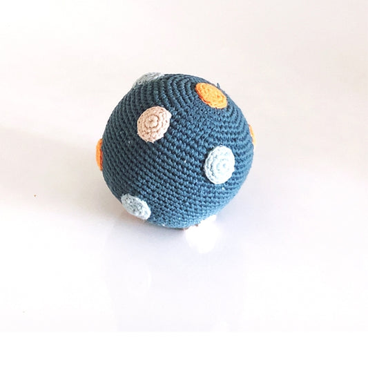 Pebble Organic Ball Rattle - Petrol Blue