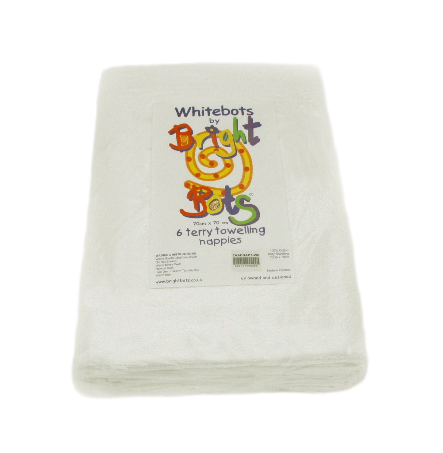 Whitebots Cotton 70cm Terry Squares 6pk