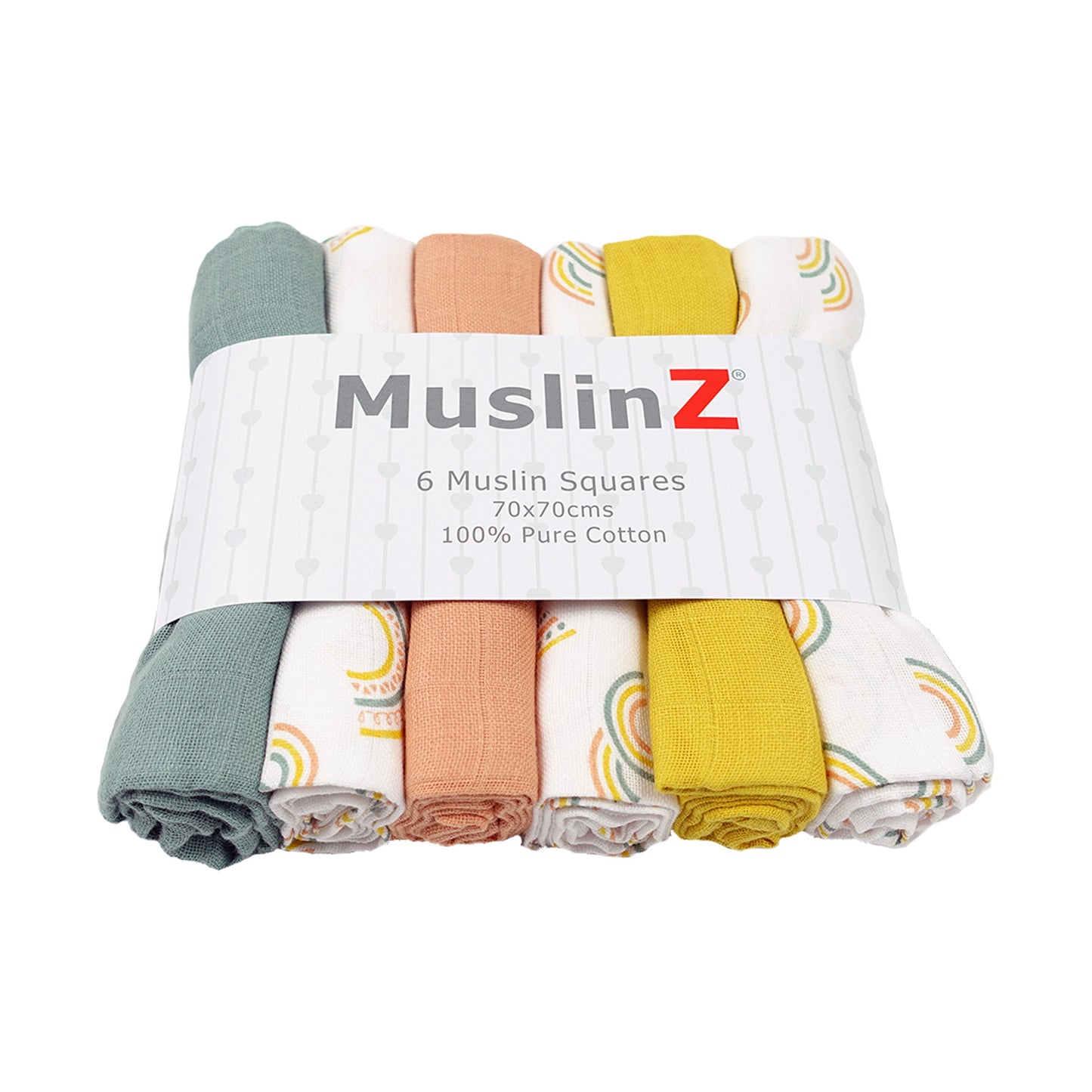 MuslinZ Cotton Muslin Squares 6pk - Scandi Rainbow