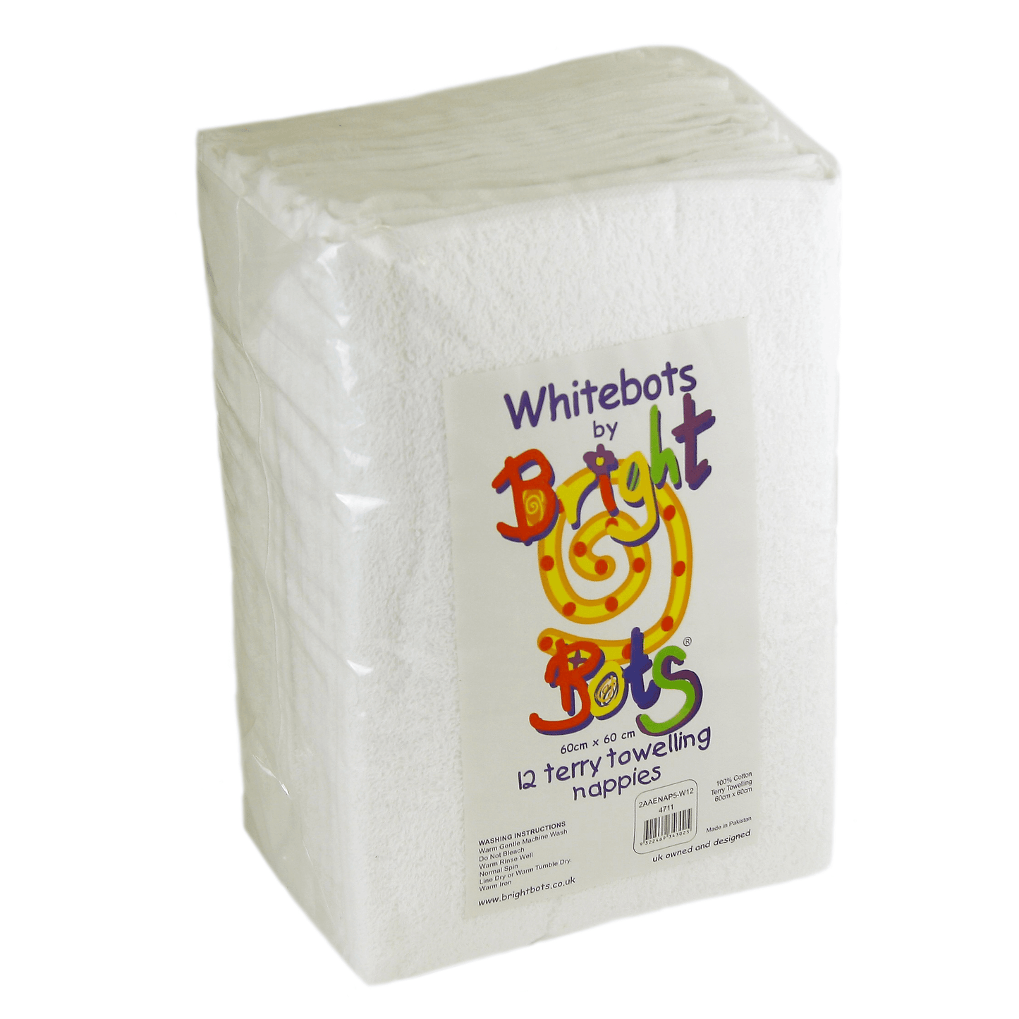 Whitebots Cotton 60cm Terry Squares 12pk