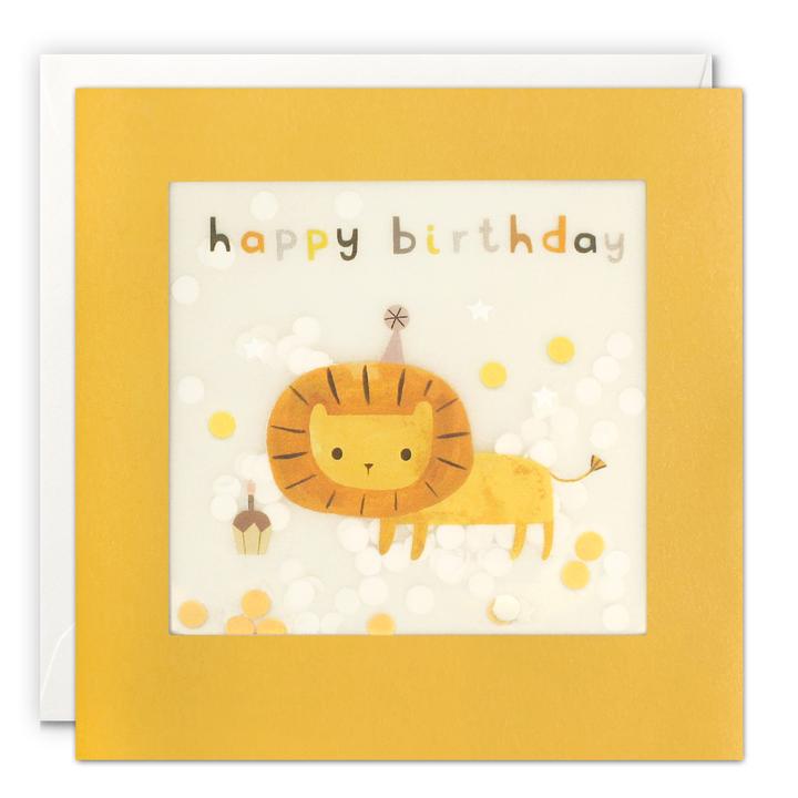 Happy Birthday Lion Paper Shakies Card