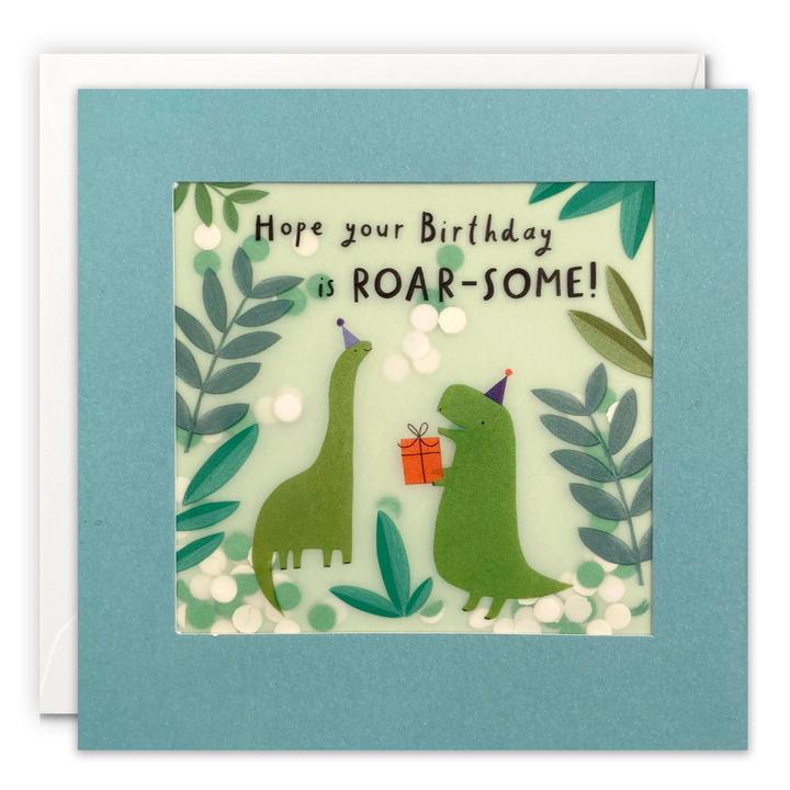 Roar-some Dinosaur Birthday Paper Shakies Card